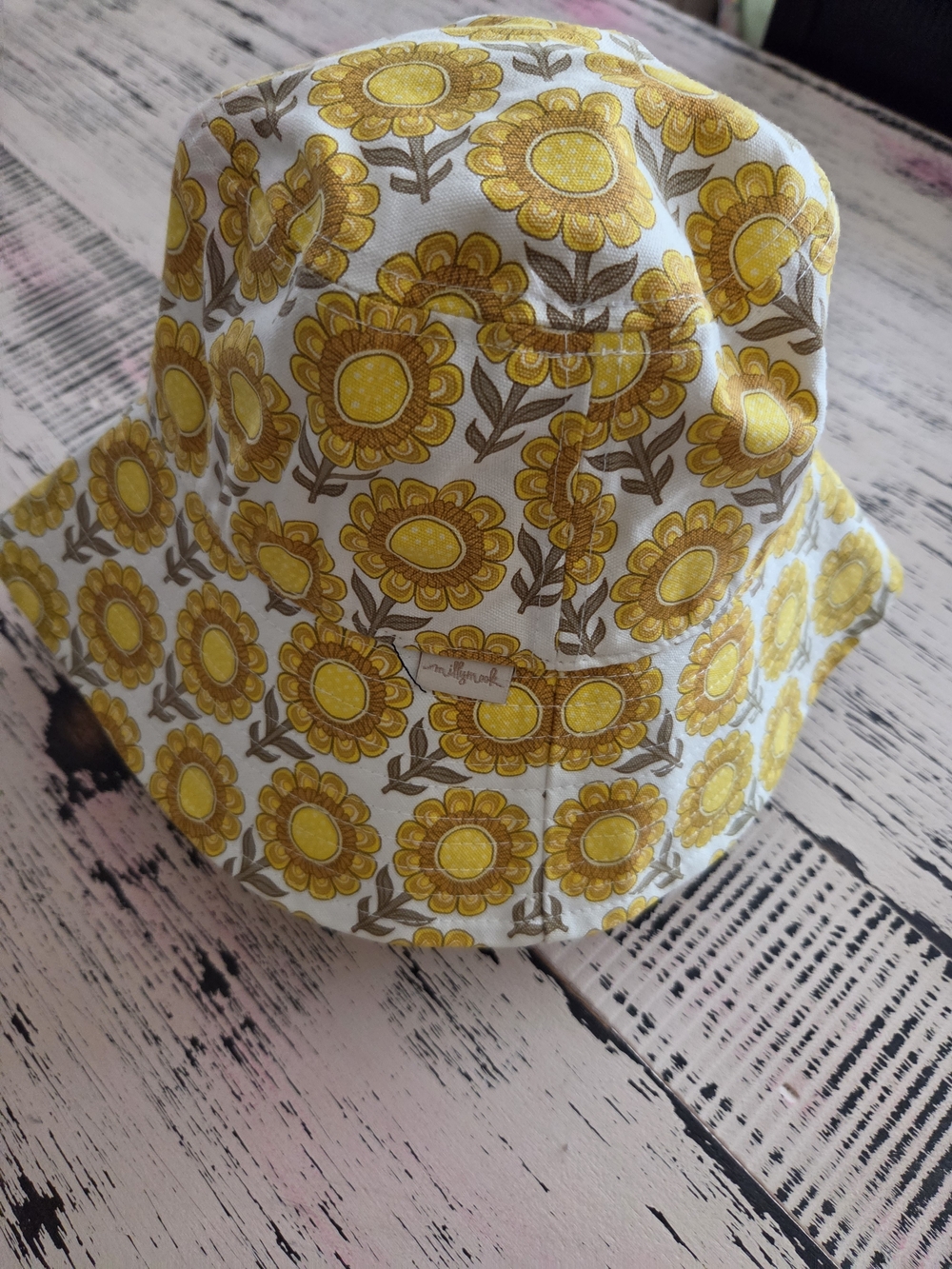 Sunflower Print Kids Bucket Hat - Brand: Millymook- Yellow